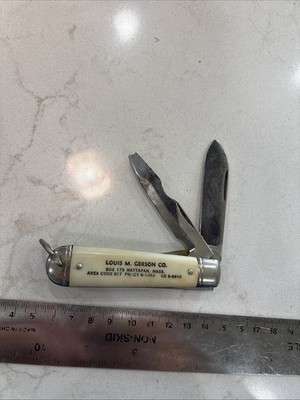 Vintage Advertising 2 Blade Knife Gerson Co. Mattapan MA 5 Digit Phone