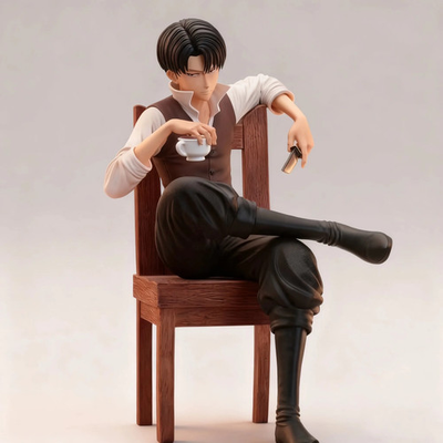#ad 19cm Attack on Titan Levi Ackerman Figure Sitting PVC Collectible Toy Gift NoBox $18.80