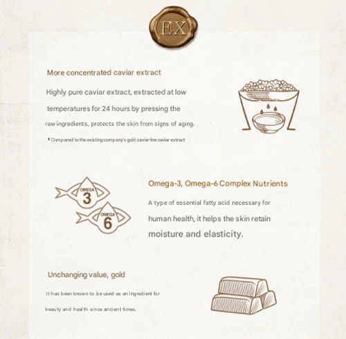 Tónico facial hidratante iluminador antienvejecimiento Gold Caviar EX K-Beauty Foto 4 de 4