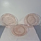 Set of 3 Federal Glass Sharon Cabbage Rose Pink Depression Era 9” Dinner Plate