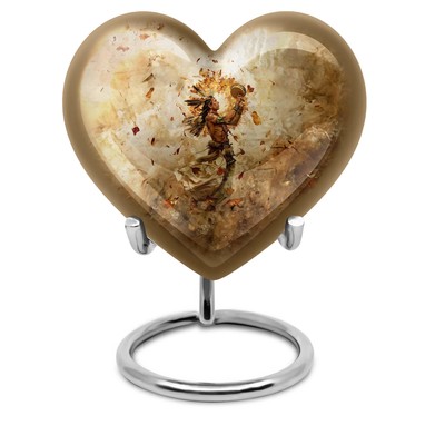 Native American Urn 3inch Heart Urns for Human Ashes - Little Keepsake - Small