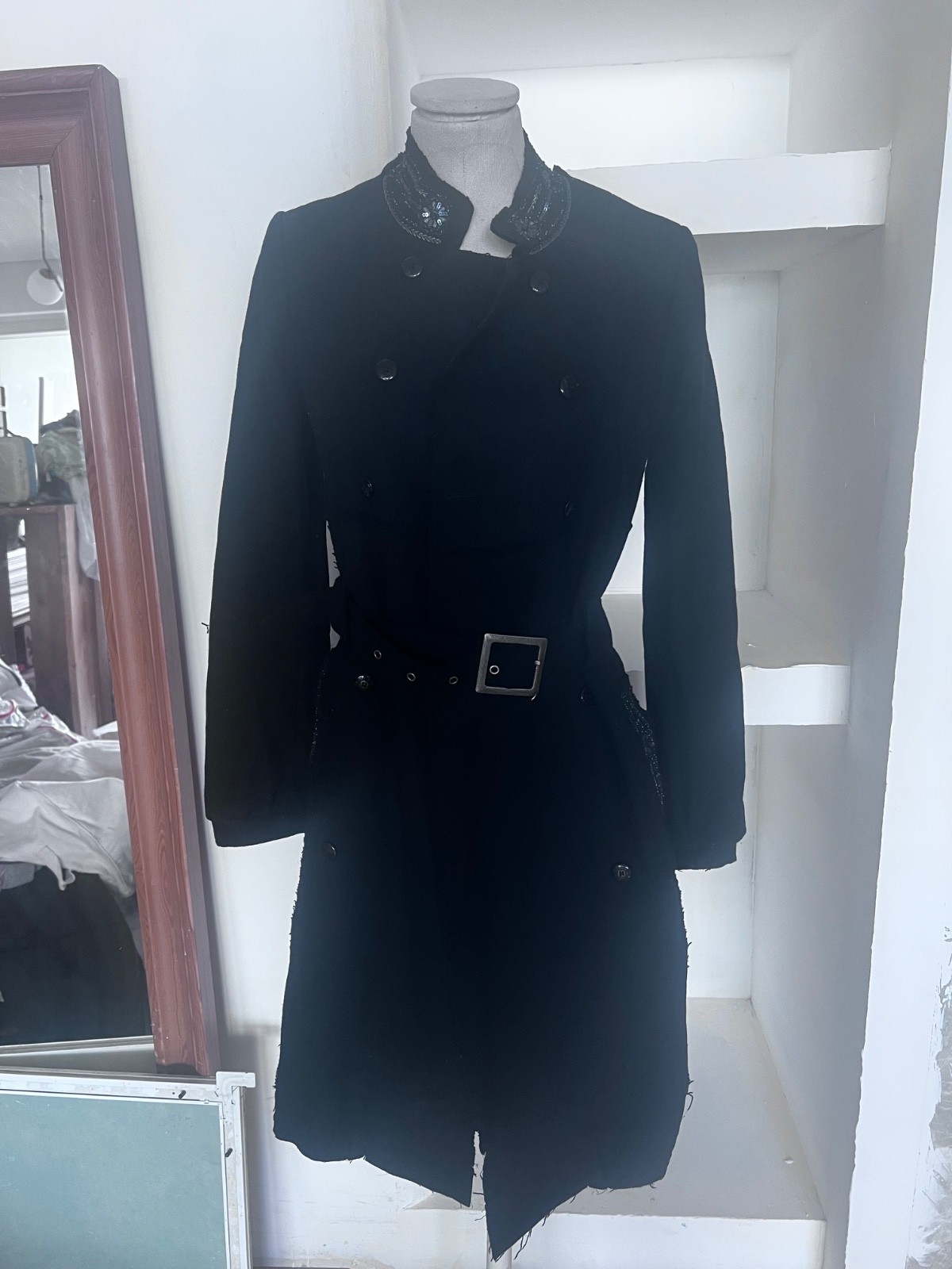 Pepe Jeans, Patrizia Pepe vintage Wool Coat caporal 40 black silver embroidery vintage