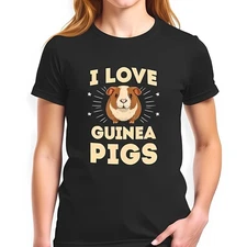 Stylish Black Cotton Short Sleeve T-Shirt with " I LOVE GUINEA PIGS-All-cotton