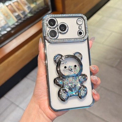 Diamond Quicksand Bear Holder Case Girls Glitter Flash Cover For Various Phone
