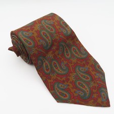 Ralph Lauren Polo Silk Tie Red Blue Paisley 4" Wide 57" Long USA