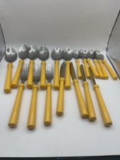 Vintage AMEFA Yellow Handled Flatware Set Stainless Steel Made in Taiwan
