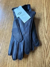 NEW Ugg Australia Men`s Brown Leather Tech Gloves Size Large WARM