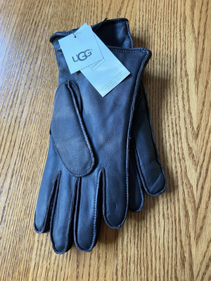 NEW Ugg Australia Men`s Brown Leather Tech Gloves Size Large WARM