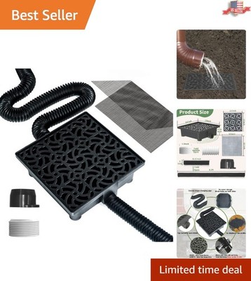 Gutter Downspout Extension Kit: 2 Flexible Pipes & Catch Basin for Foundation...