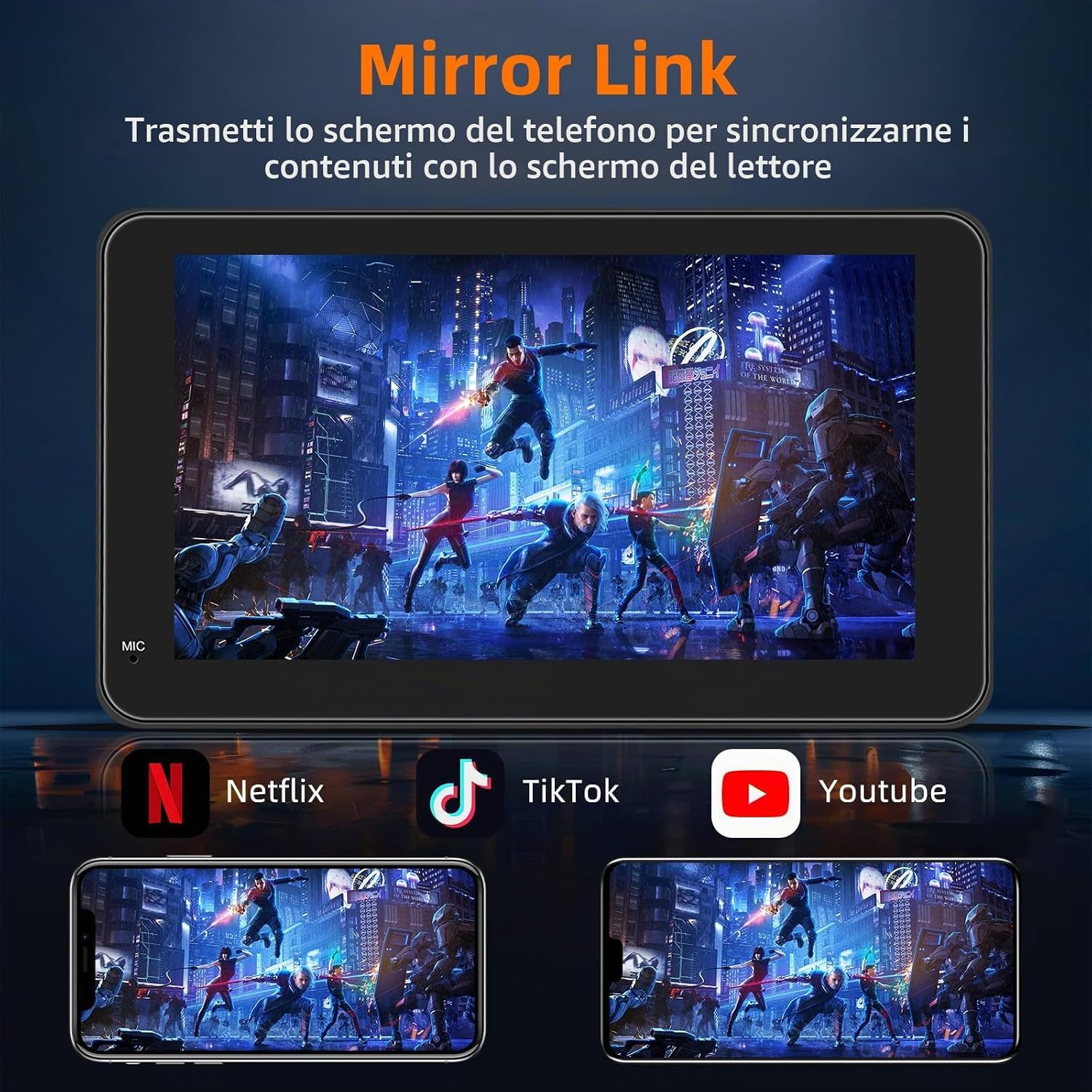 Schermo per Auto Portatile con Wireless CarPlay e Android Auto - Autoradio Touch - Miniatura 3