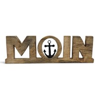 Moin Schriftzug 50Cm Mangoholz Metall Anker Maritime Deko Holz Aufsteller KüSte