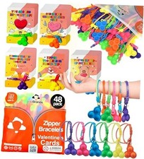 48-Pack Pop-It Zipper Bracelets with 48 EXCHANGE CARDS ZIPPER BRACELETS