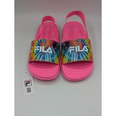 Fila Beyond EVO Tie Dye Kids Girls Size 13 Slip On Sandals NWT Free Shipping