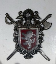 Knight Lion Shield Crest Swords Coat Arms Medieval Gothic Vintage Belt Buckle