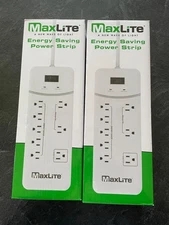 MaxLite Energy Saving Power Strips Surge Protectors 8 Outlets Lot of 2