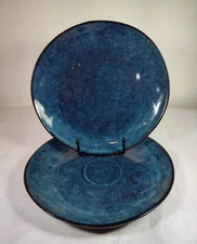 2 Vancasso Starry Blue Salad Plates Reactive Glaze Stoneware 8 1/2" FREE SHIP!