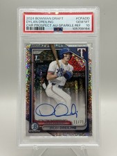 2024 Bowman Draft 1st DYLAN DREILING Chrome Sparkle Refractor Auto /71 PSA 10
