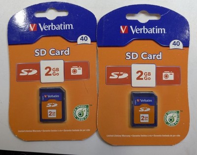 TWO Verbatim 2GB Secure Digital Memory Cards. BRAND NEW