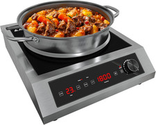 1800W Commercial Induction Cooktop with Timer  LED Screen, 10 Power/Temp Settin