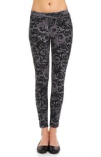 Hue U14298 Black Rosy Soft Stretch Twill Skimmer Leggings - MSRP 44