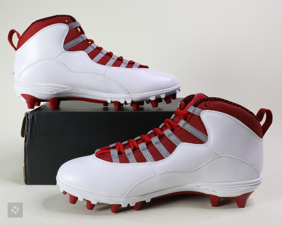 Jordan ゴルフシューズ 10 (US) ホワイト/レッド Nike Air Jordan 10 TD Mid White Gym Red Football Cleats Size