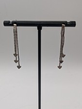 Solid Sterling Silver 925 3 Dangle Tiered Hearts Post Dangle Earrings