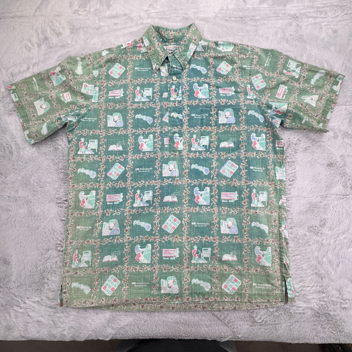 トップス 90s reyn spooner pullover hawaiian shirt Vintage Reyn Spooner Super Rare GTE Hawaiian Telecom NEW