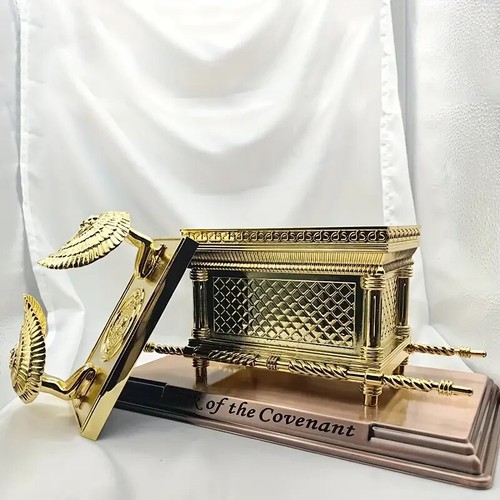 Estatuilla Arca de la Alianza Chapada en Oro Cobre Soporte Jerusalén Réplica 1 pieza - Imagen 4 de 14