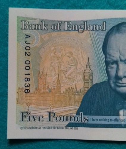 AJ02 BANK OF ENGLAND POLYMER FIVE POUND GENUINE NEW NOTE. RARE - Picture 4 of 4