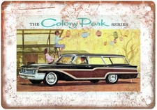 Vintage 1961 Mercury Colony Park Station Wagon Ad Reproduction Metal Sign A11777