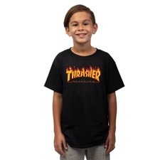 Thrasher Youth Flame Logo T-Shirt Black Small