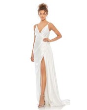 Mac Duggal 12443 SLEEVELESS SATIN GOWN Sz 12 White Mrsp $598