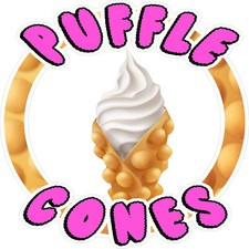 12" X 12" VINYL DECAL PUFFLE CONES WITH SOFT SERVE ICE CREAM