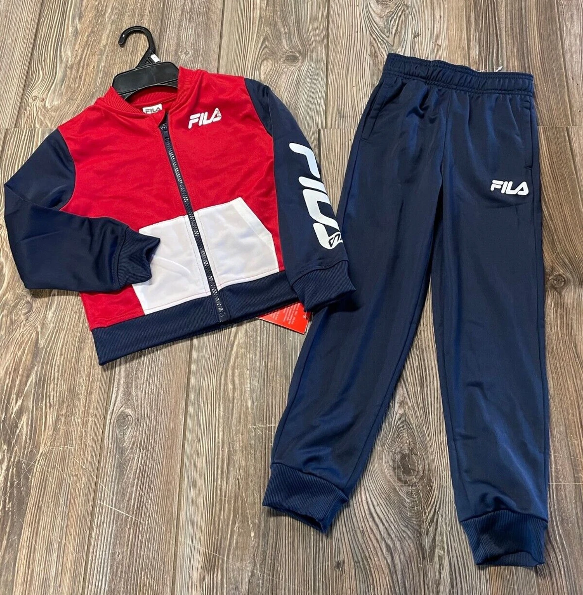 NWT Boys FILA $46 Cute Red/White/Blue 2 Piece Premium Track Suit Size 4