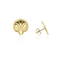 Yellow Gold Seashell Stud Earrings