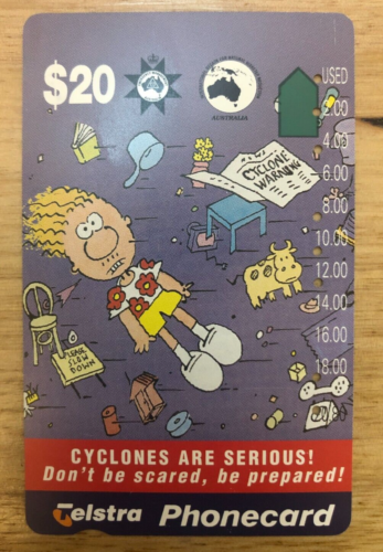 $20 Telstra Phonecard Cyclones Be Prepared  BB4 - Picture 1 of 2