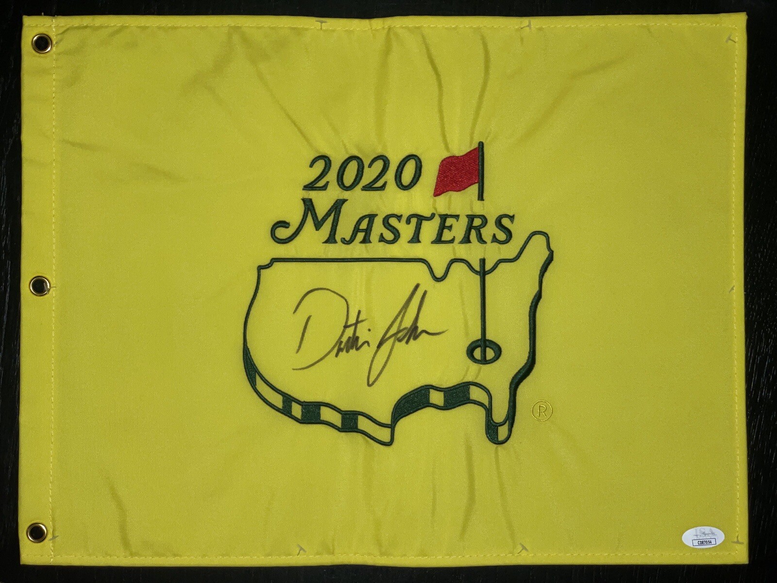 Dustin Johnson Autographed Signed 2020 Masters Pin Flag JSA COA LIV Golf Tour Champion 