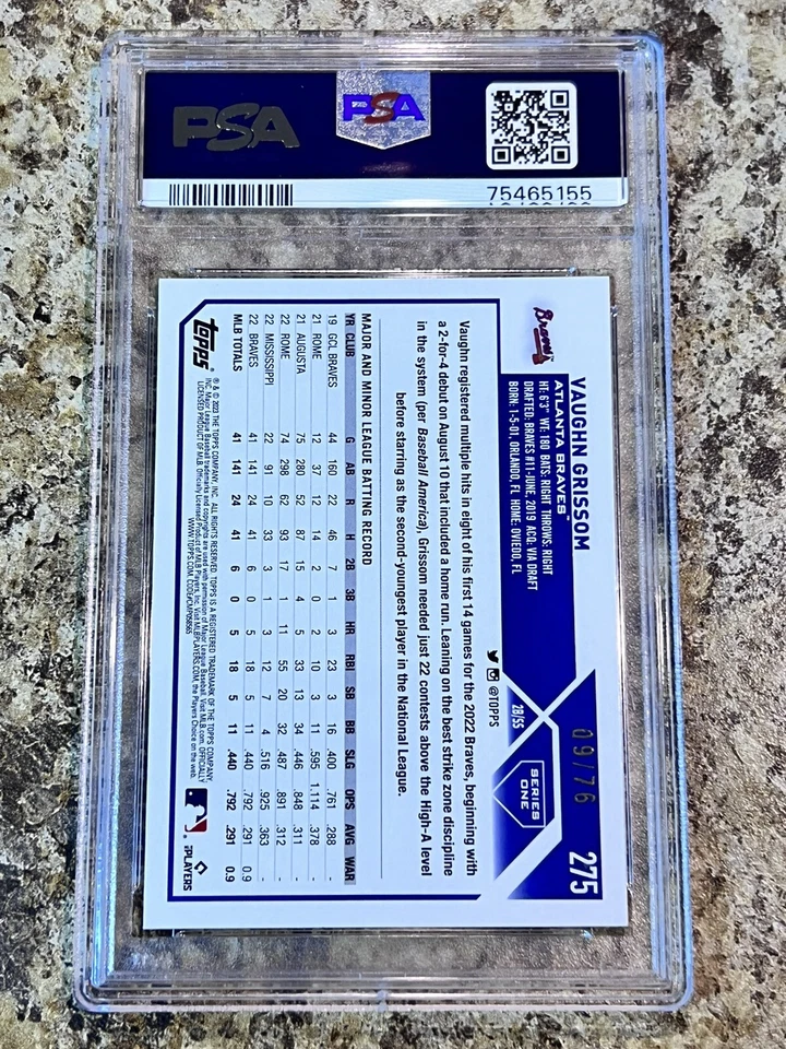 VAUGHN GRISSOM 2023 TOPPS INDEPENDENCE DAY ROOKIE CARD #’d /76 PSA GEM MINT 10 - Image 2 of 4