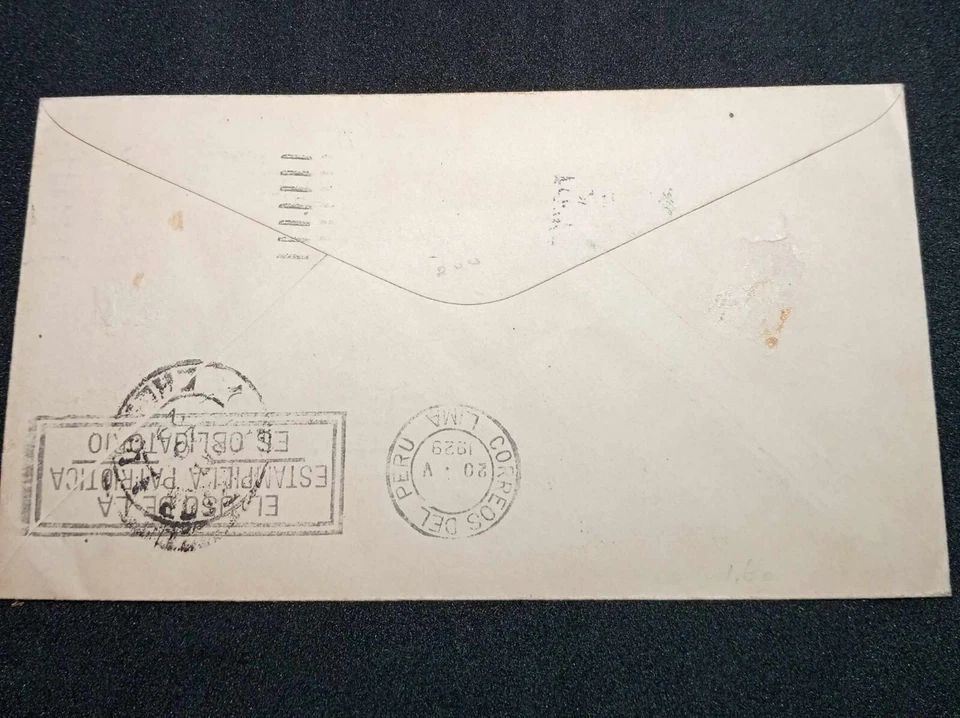 Canal Zone Mollendo Peru 1929 First Flight With Stamps - Image 3 of 3