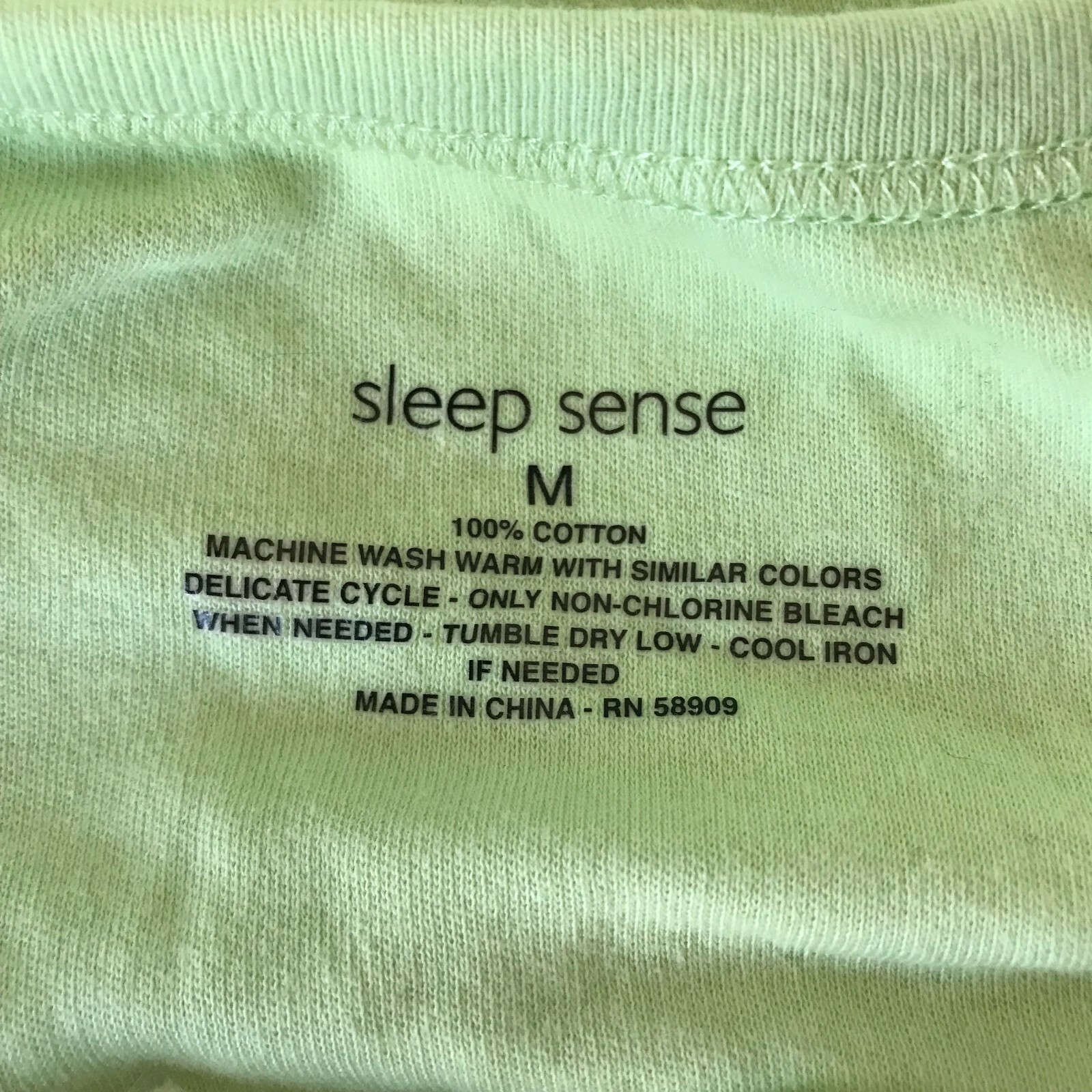 Sleep Sense Long Sleeve Pajama Top Sz M NWT Lime Green 3/4 front