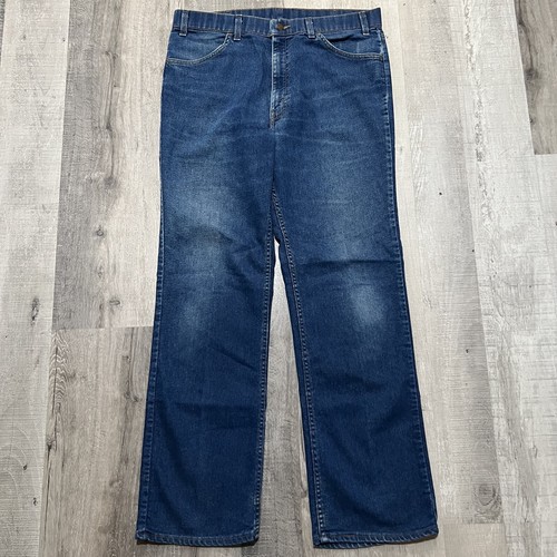 VTG Levis Skosh More Room Dark Wash Faded Boot Cut 1980s USA Denim Jeans 35