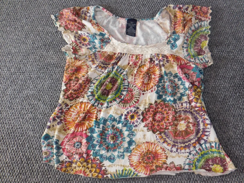 Blusa para mujer Faded Glory pequeña roja elástica jersey top clásico Foto 3 de 4