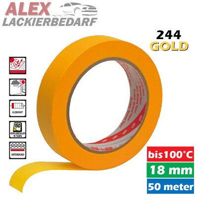 24 x 3M Scotch Maler Abdeckband 244 Gold 18mm x 50m Klebeband Lackierer Autolack