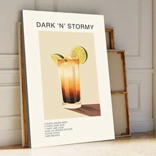 DarkNStormy Cocktail Canvas Print Panels Bar & Restaurant Decor