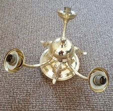 Vintage BHS Brass Coloured 3 Arm Chandelier Light Fitting