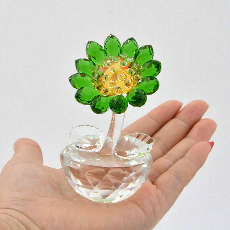 Crystal Sunflower Figurine Collectible Glass Flower Ornament Wedding Decor - Image 2 of 4