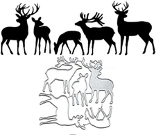 5Pcs/Set Christmas Deer Elk Metal Die Cuts Cutting Dies, Christmas Deer Elk Pape