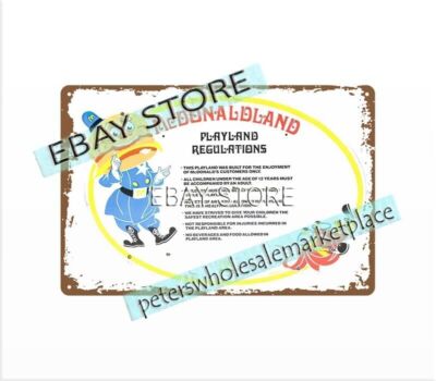1980 MCDONALD LAND playland metal tin sign plaque home kitchen wall art