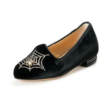 Charlotte Olympia Girls "INCY CHARLOTTES WEB" Velvet Leather Sandals Shoes