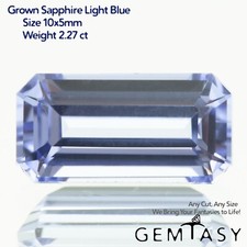 Cut stone - Sapphire Light Blue Czochralski (Pulled) lab grown, facet 2.12-2.2ct